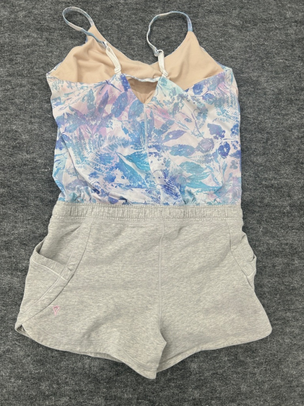 Ivivva Gray Drawstring Top with Blue Lavender Floral Print Girls Set Sz 14 - Picture 5 of 12